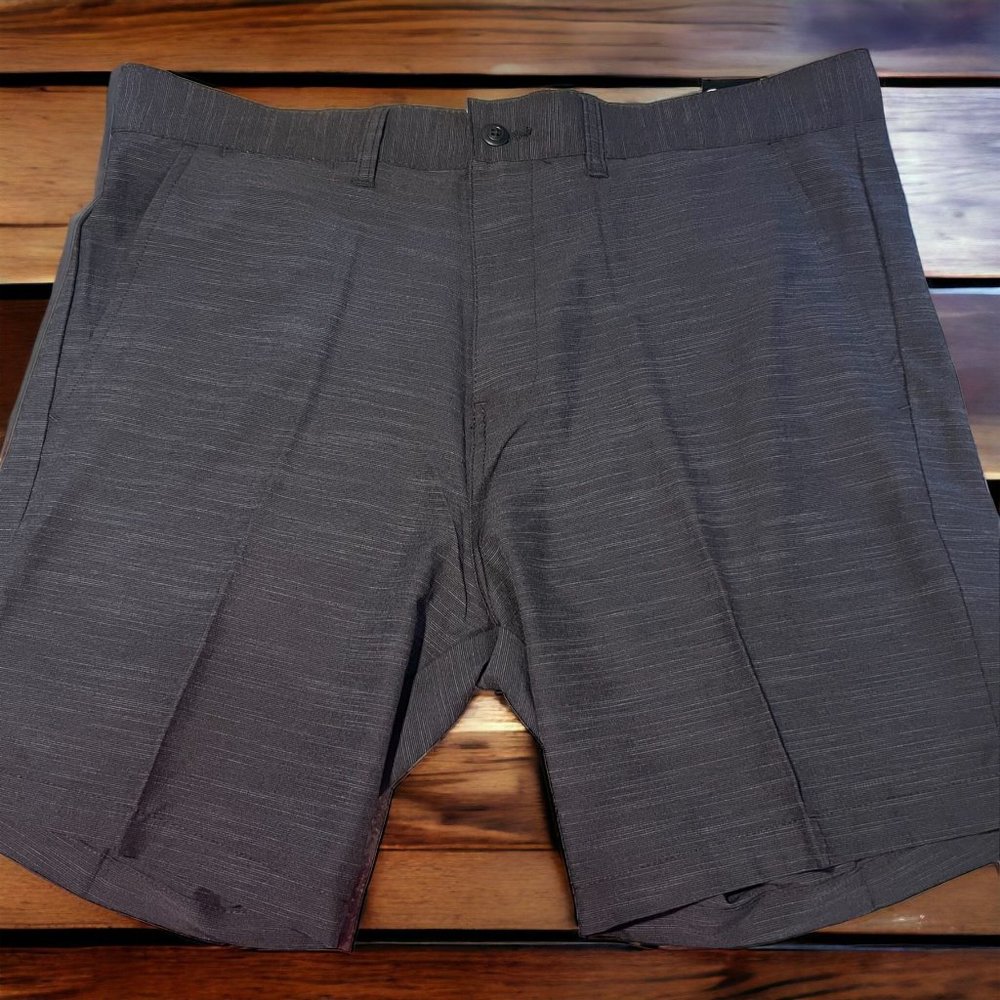 Split Performance Golf Shorts Black Grey UV Protection Stretch Quick Dry Sz 36 N